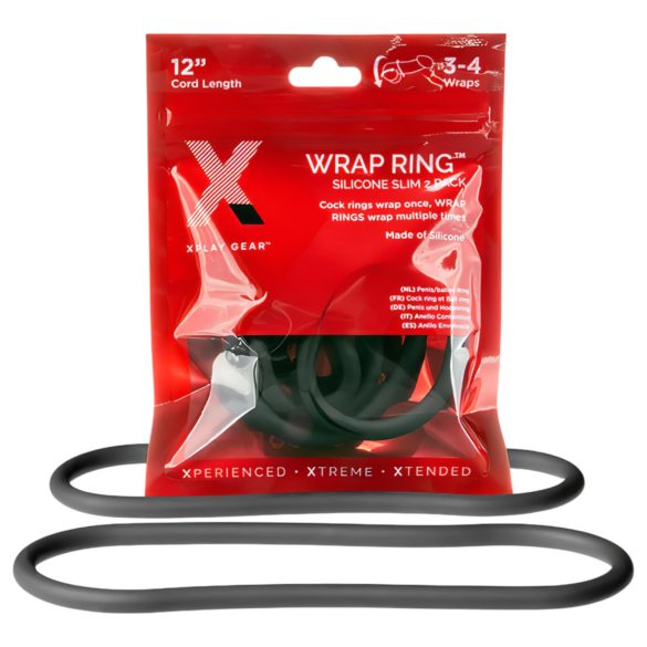 Perfect Fit Slim Wrap 12 - cienka czarna obrączka na penisa (30cm)