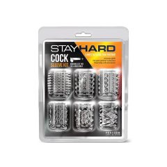   Stay Hard - zestaw mankietów na penisa - półprzezroczysty (6 sztuk)