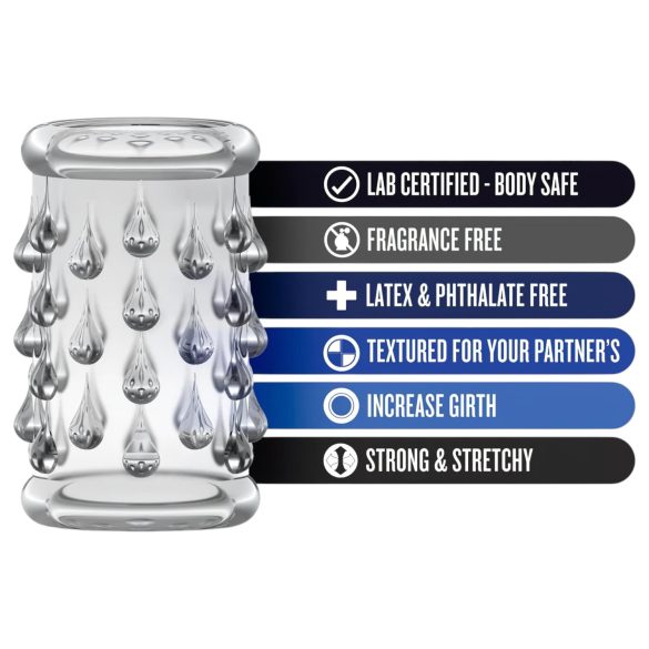 Stay Hard - nakładka na penisa z wypustkami - przezroczysta