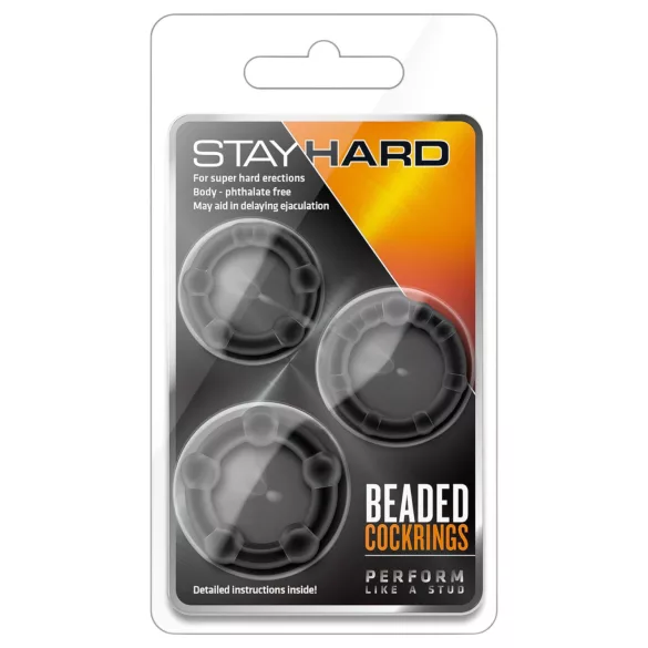 Stay Hard - zestaw pierścieni na penisa - czarne
