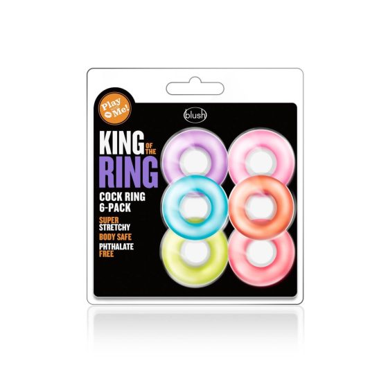 King of the Ring - zestaw pierścieni na penisa - kolor (6 szt.)