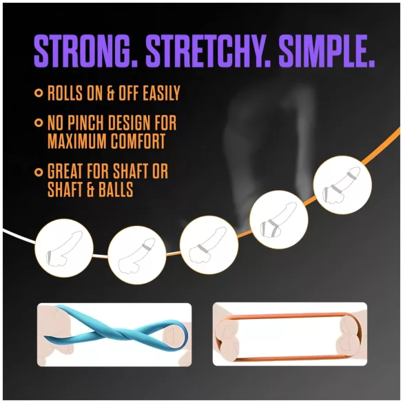 King of the Ring - zestaw pierścieni na penisa - kolorowe - 6 sztuk