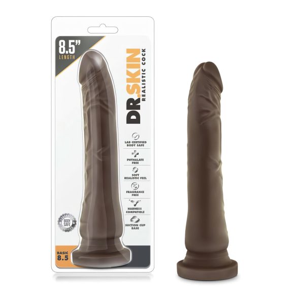 Dr. Skin 8.5 - realistyczny dildo z przyssawką - brązowy (20,5 cm)