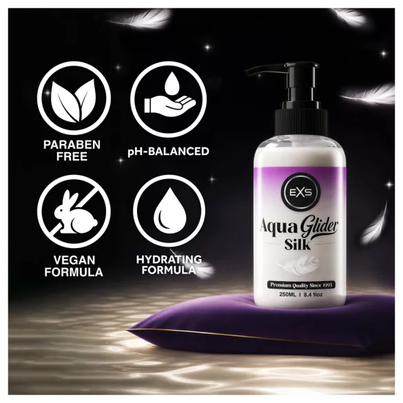 EXS AquaGlider Silk - jedwabisty lubrykant na bazie wody w butelce z pompką (250 ml)