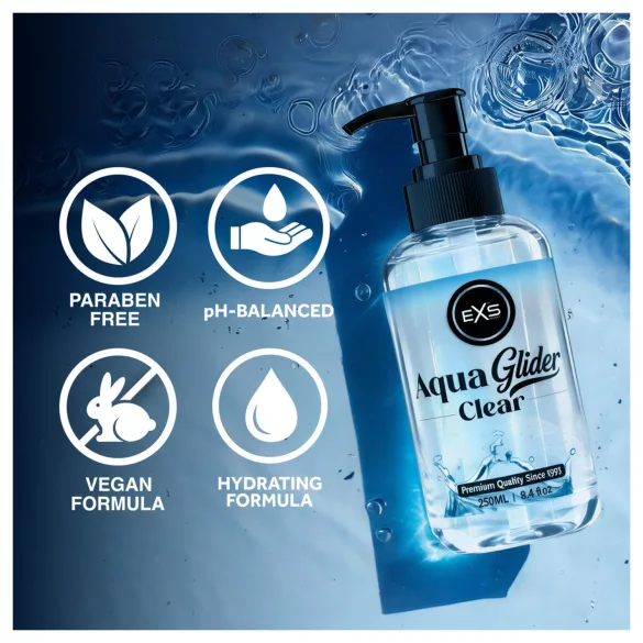 EXS AquaGlider Clear - przezroczysty lubrykant na bazie wody w butelce z pompką (250 ml)