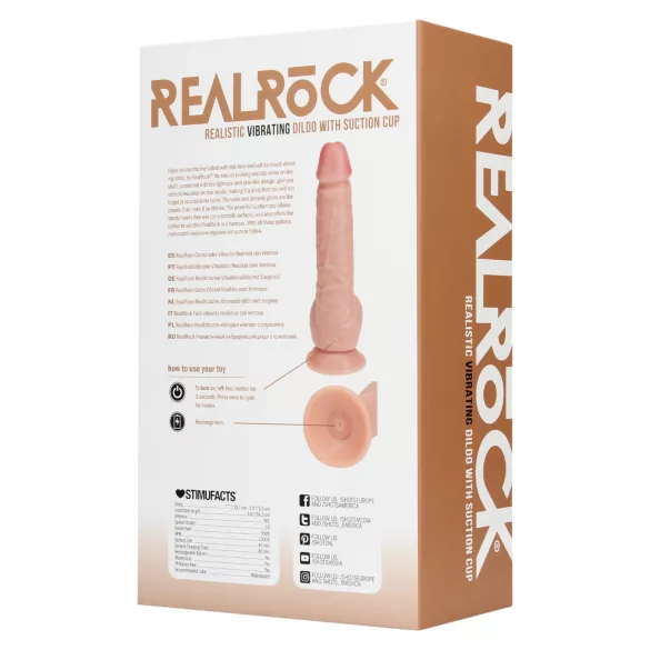 RealRock - wibrator z przyssawką - skóra naturalna - 18 cm