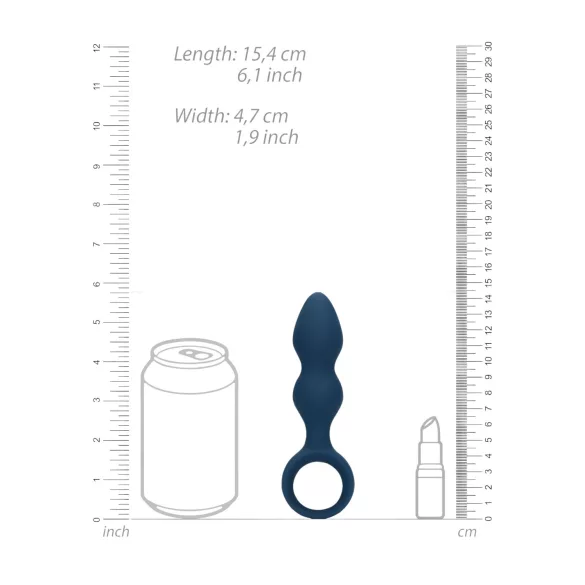 Loveline - dildo analne z pierścieniem - średni - niebieski