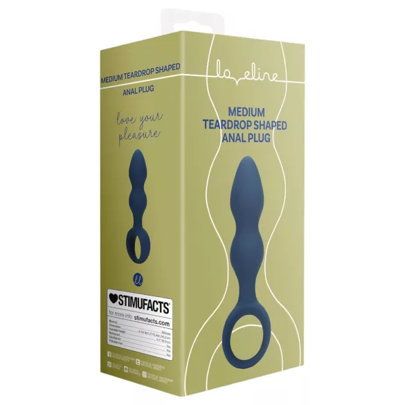Loveline - dildo analne z pierścieniem - średni - niebieski