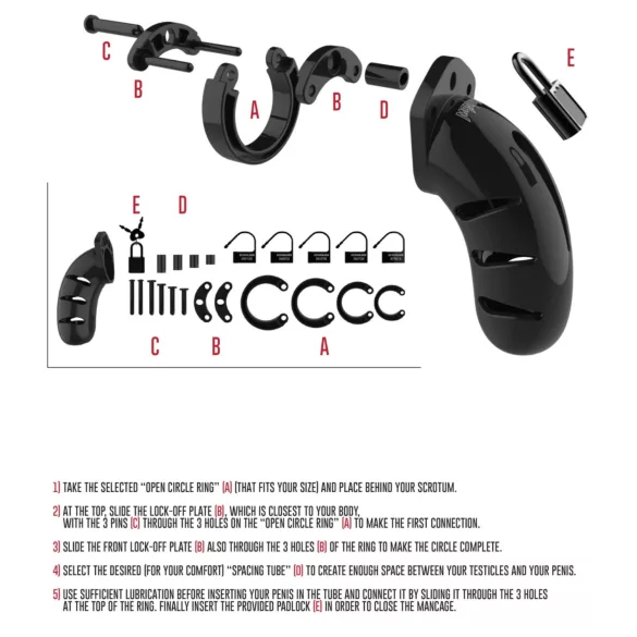 ManCage Model 06 - klatka na penis dla mężczyzn (czarna) - 14 cm