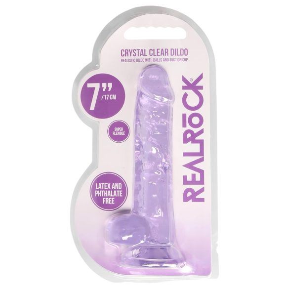 REALROCK - Przezroczysty, realistyczny dildo - fioletowy (17 cm)