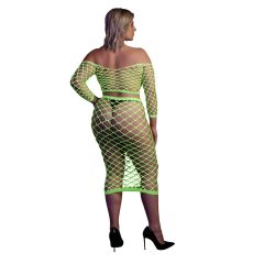 Fluorescencyjna siatkowa spódnica i top (neonowa zieleń)