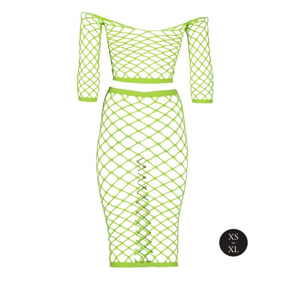 Fluorescencyjna siatkowa spódnica i top (neonowa zieleń)