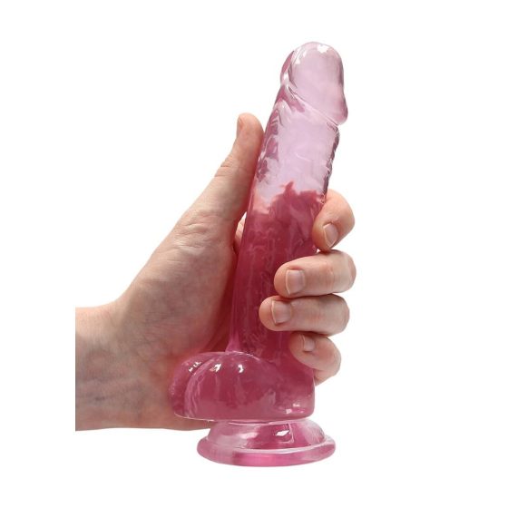 REALROCK - półprzezroczyste, realistyczne dildo - różowe (17 cm)