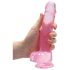 REALROCK - przezroczysty realistyczny dildo - różowy (19 cm)