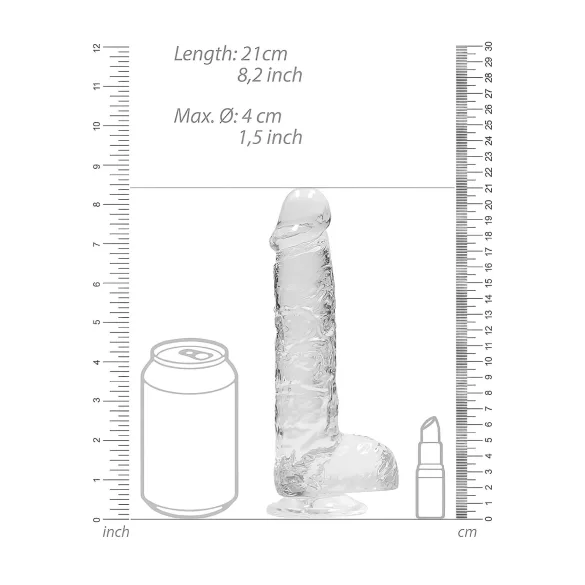 RealRock - realistyczny dildo - przezroczysty - 19 cm