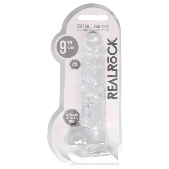RealRock - przezroczysty realistyczny dildo (przezroczysty, 22 cm)