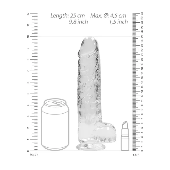 RealRock - przezroczysty realistyczny dildo (przezroczysty, 22 cm)