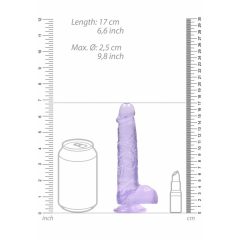  REALROCK - półprzezroczyste, realistyczne dildo - fioletowe (15 cm)