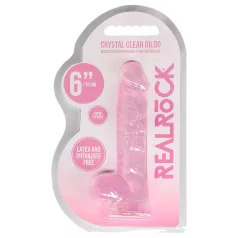   RealRock - dildo realistyczne - przezroczysty, różowy - 15 cm