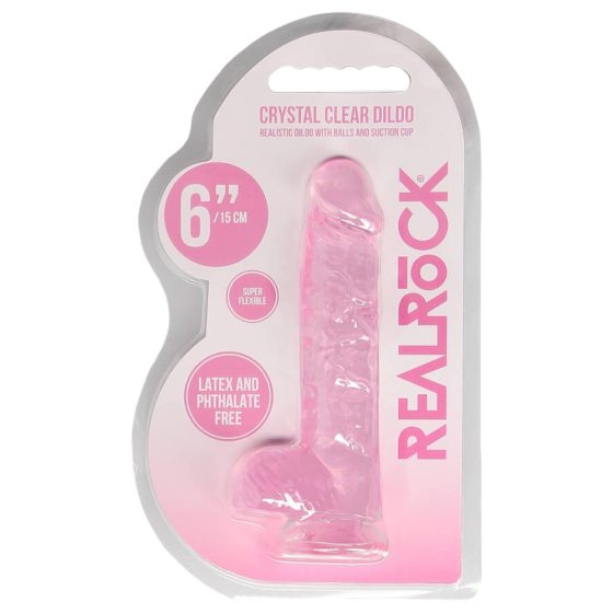 REALROCK - półprzezroczyste, realistyczne dildo - różowe (15 cm)