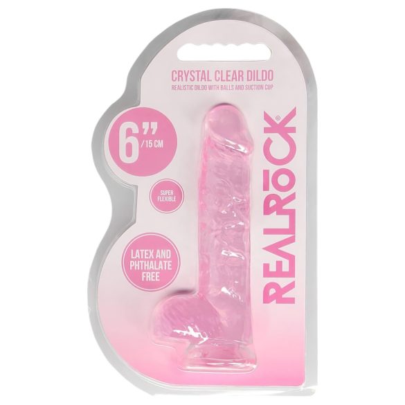REALROCK - przezroczysty, realistyczny dildo - różowy (15 cm)