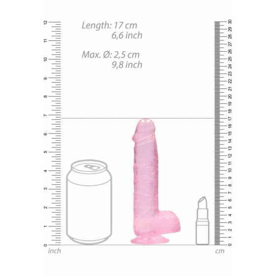 REALROCK - półprzezroczyste, realistyczne dildo - różowe (15 cm)