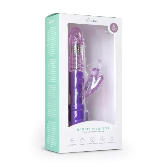 Easytoys - wibrator króliczek z funkcją obrotu i posuwu - silikon fioletowy