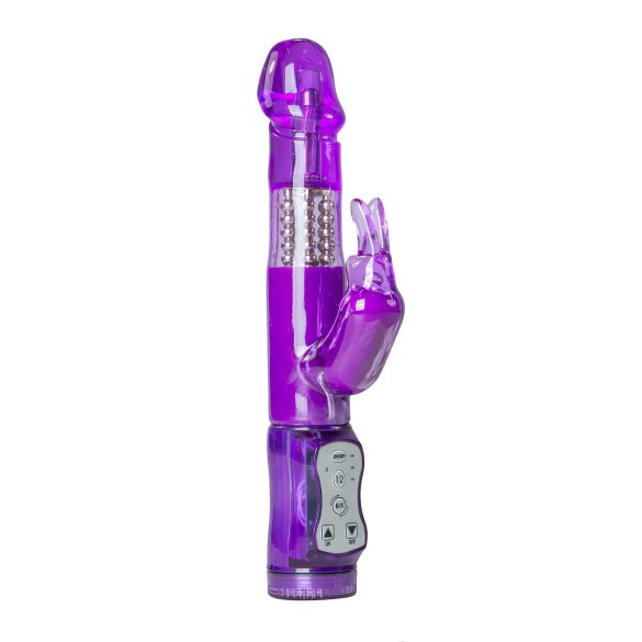 Easytoys Rabbit - obrotowy wibrator z perełkami i stymulatorem łechtaczki (fioletowy)