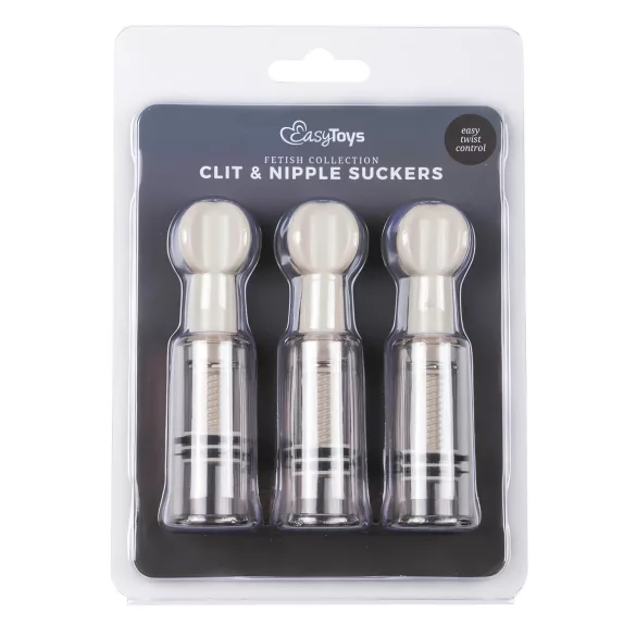 Easytoys - zestaw pompek do sutków i waginy - 3 sztuki