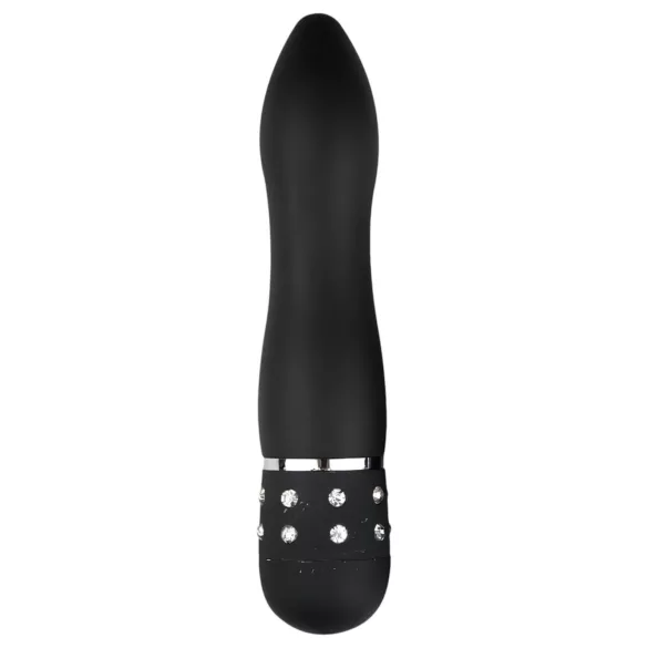 Easytoys - mini wibrator łukowy - diamentowe zdobienia - czarny