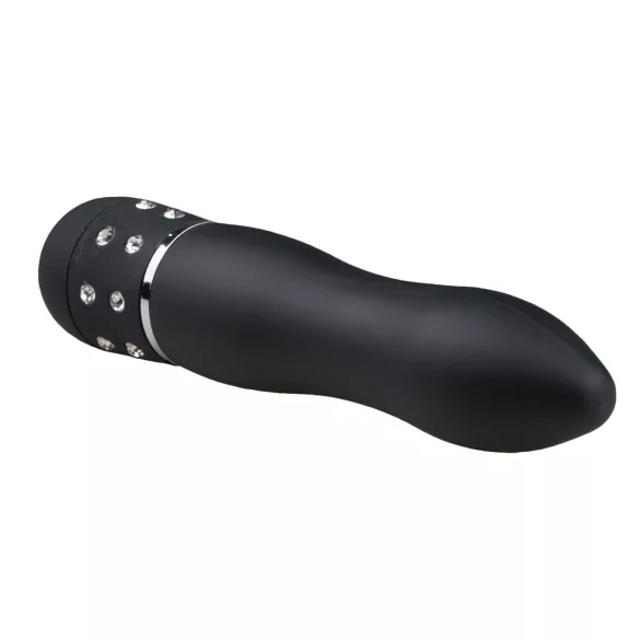 Easytoys - mini wibrator łukowy - diamentowe zdobienia - czarny
