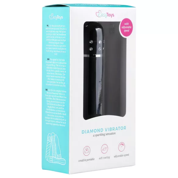 Easytoys - mini wibrator łukowy - diamentowe zdobienia - czarny