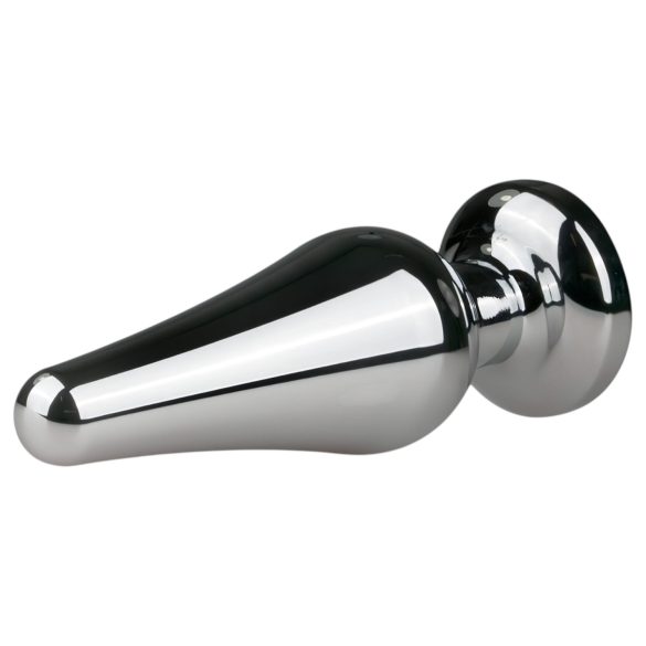 Easytoys - korek analny z różowym kryształem - metalowy srebrny 3,5 cm