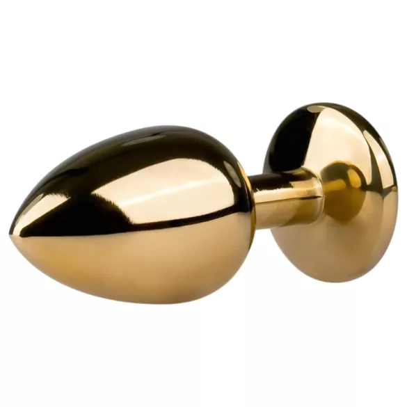 EasyToys Metal No.1 - złoty stożkowy korek analny z fioletowym kryształkiem (2,5 cm)
