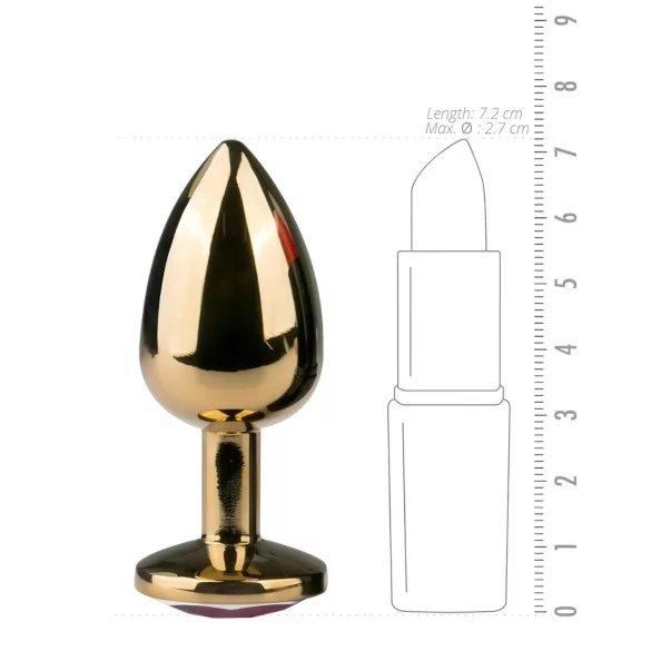 EasyToys Metal No.1 - złoty stożkowy korek analny z fioletowym kryształkiem (2,5 cm)