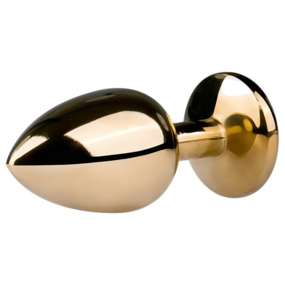 Easytoys Metal No.1 - złoty stożkowy korek analny z białym kryształkiem (2,5 cm)