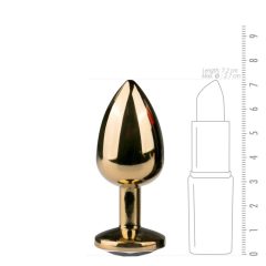   Easytoys Metal No.1 - dildo analne w kształcie stożka z białym kamieniem - złote (2,5 cm)