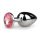 Easytoys Metal No.1 - stożkowy różowy korek analny z kamieniem - srebrny (2,7 cm)