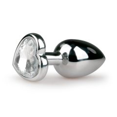   Easytoys Metal No.2 - Dildo analne z kamieniem w kształcie serca (srebrno-biały) (2,5 cm)