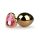 Easytoys Metal No.7 - złoty stożkowy korek analny z różowym kamieniem (3 cm)