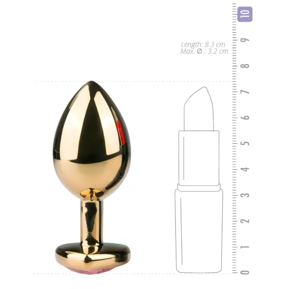 Easytoys - korek analny stożkowy z różowym kryształem - złoty 3 cm