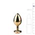 Easytoys Metal No.7 - złoty stożkowy korek analny z różowym kamieniem (3 cm)