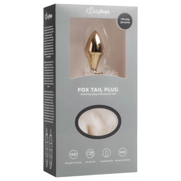 EasyToys Fox NO13 - metalowy korek analny z lisim ogonem (złoto‑biały), anal plug