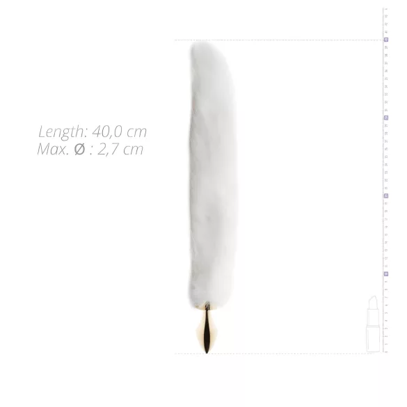 EasyToys Fox NO13 - metalowy korek analny z lisim ogonem (złoto‑biały), anal plug