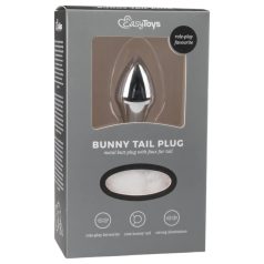   Easytoys Bunny NO1 - korek analny metalowy z ogonem króliczka - srebrny/biały