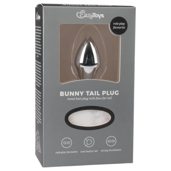 Easytoys Bunny NO1 - metalowy analny plug z króliczym ogonkiem (srebrno-biały)