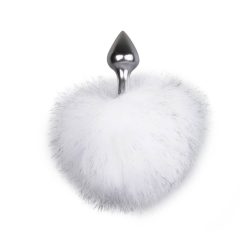   Easytoys Bunny NO1 - metalowe dildo analne z króliczym ogonkiem (srebrno-białe)