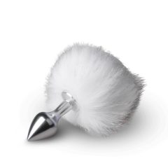   Easytoys Bunny NO1 - metalowe dildo analne z króliczym ogonkiem (srebrno-białe)