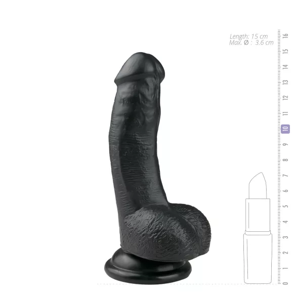 Easytoys - dildo z jądrami i przyssawką - 15 cm - czarny