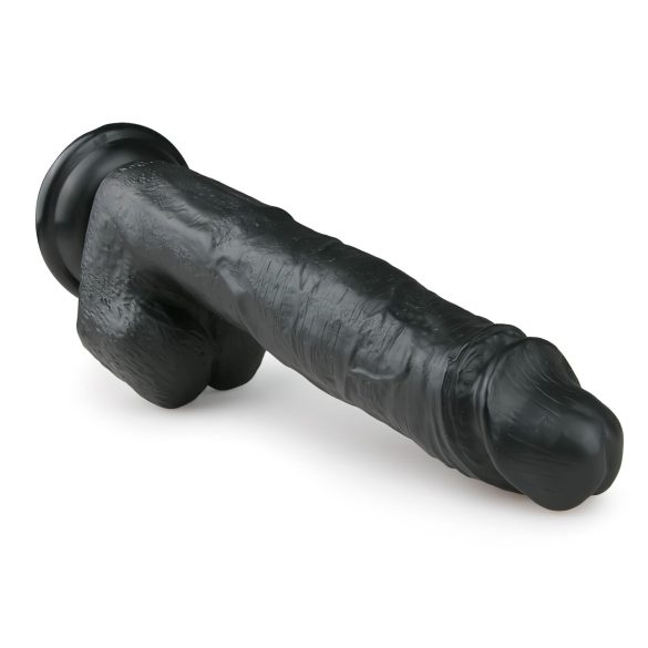 Easytoys - duży dildo z jądrami i przyssawką - czarny 26,5cm